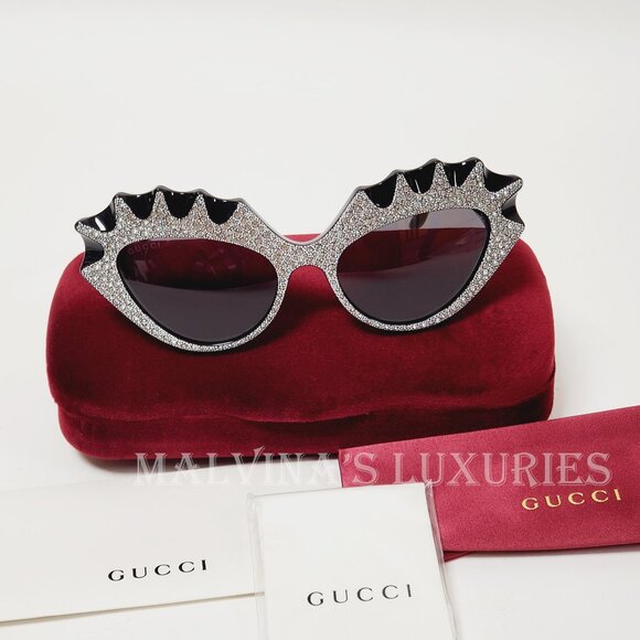GUCCI SUNGLASSES GG0781S HOLLYWOOD FOREVER CRYSTAL CAT EYE ACETATE $1,200 main image 5